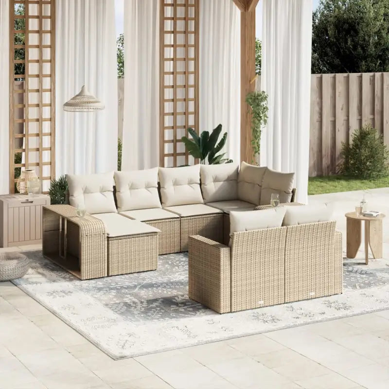 Modulaire tuinbanken met gepoedercoat staal en beige materiaal - beige en crèmekleurig / 1 / Zonder tafel - Modulaire