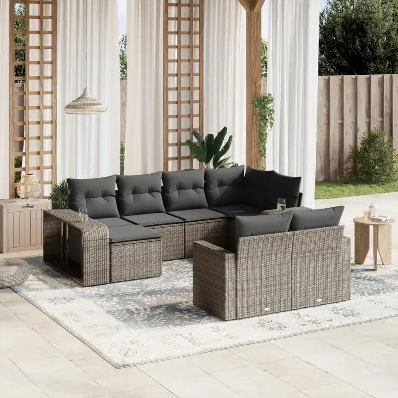 Modulaire tuinbanken met gepoedercoat staal en beige materiaal - Grijs / 1 / Zonder tafel - Modulaire tuinbanken