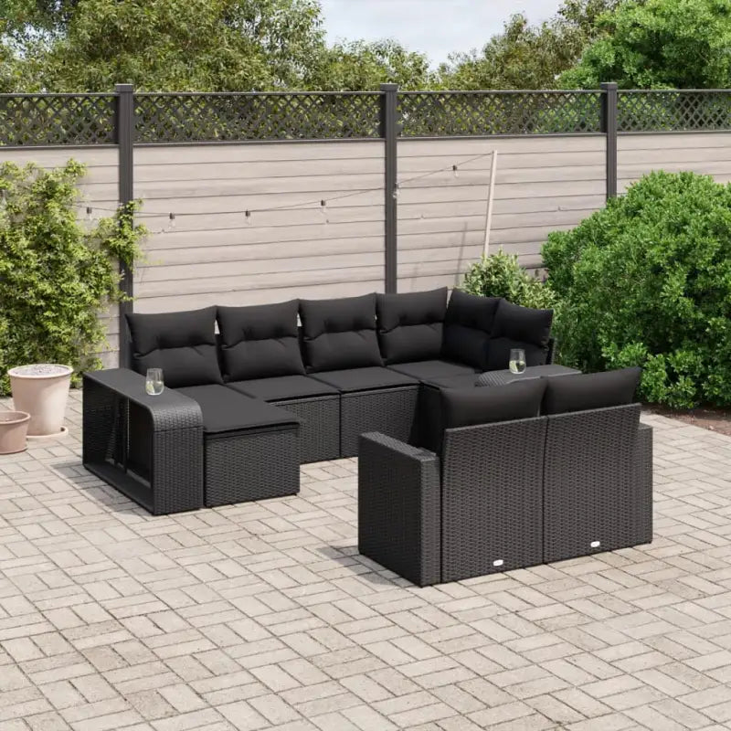 Modulaire tuinbanken met gepoedercoat staal en beige materiaal - Zwart / 1 / Zonder tafel - Modulaire tuinbanken