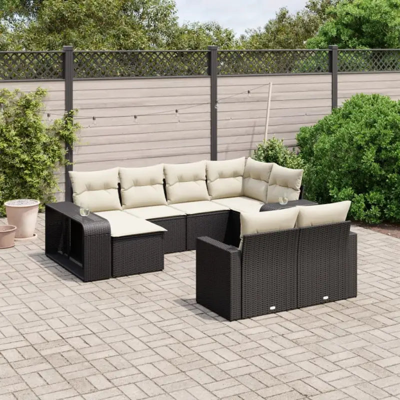 Modulaire tuinbanken met gepoedercoat staal en beige materiaal - Zwart en crème / 1 / Zonder tafel - Modulaire