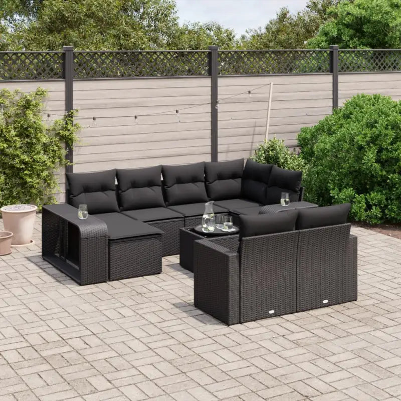 Modulaire tuinbanken met gepoedercoat staal en beige materiaal - Zwart / 1 / Met tafel - Modulaire tuinbanken