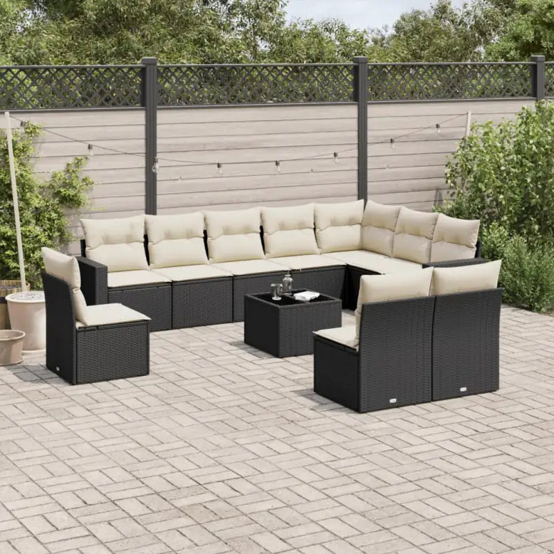 Modulaire tuinbanken met grijs materiaal en gepoedercoat staal afmetingen - Zwart en crème / 1 / Met tafel - Modulaire