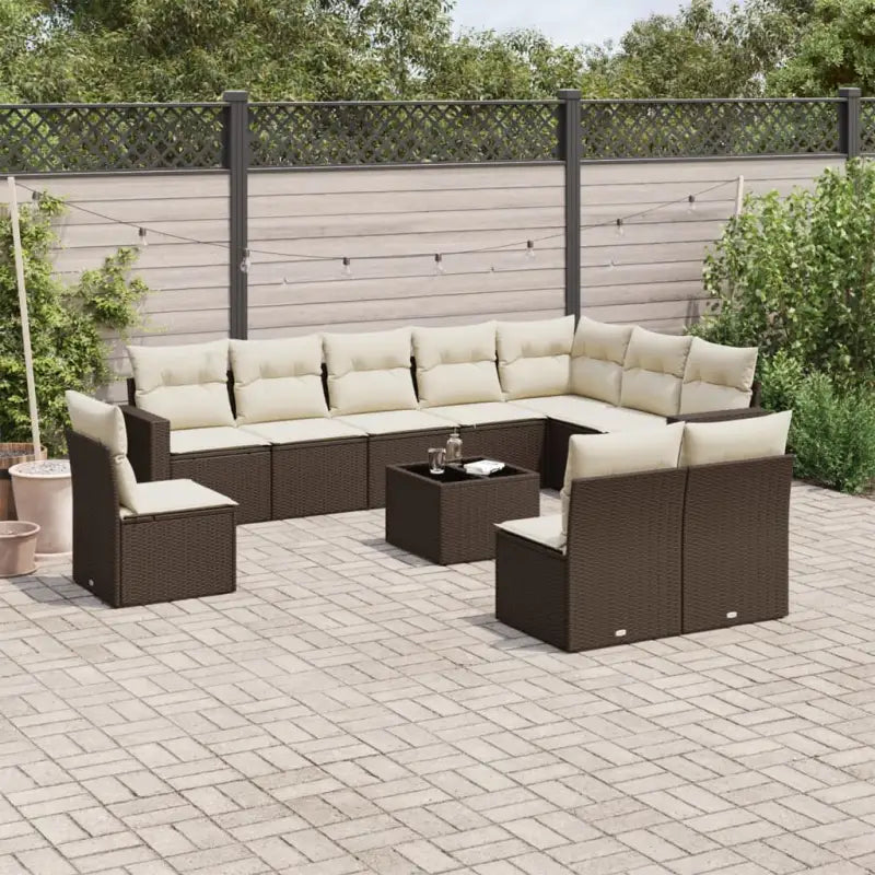 Modulaire tuinbanken met grijs materiaal en gepoedercoat staal afmetingen - Bruin en crème / 1 / Met tafel - Modulaire