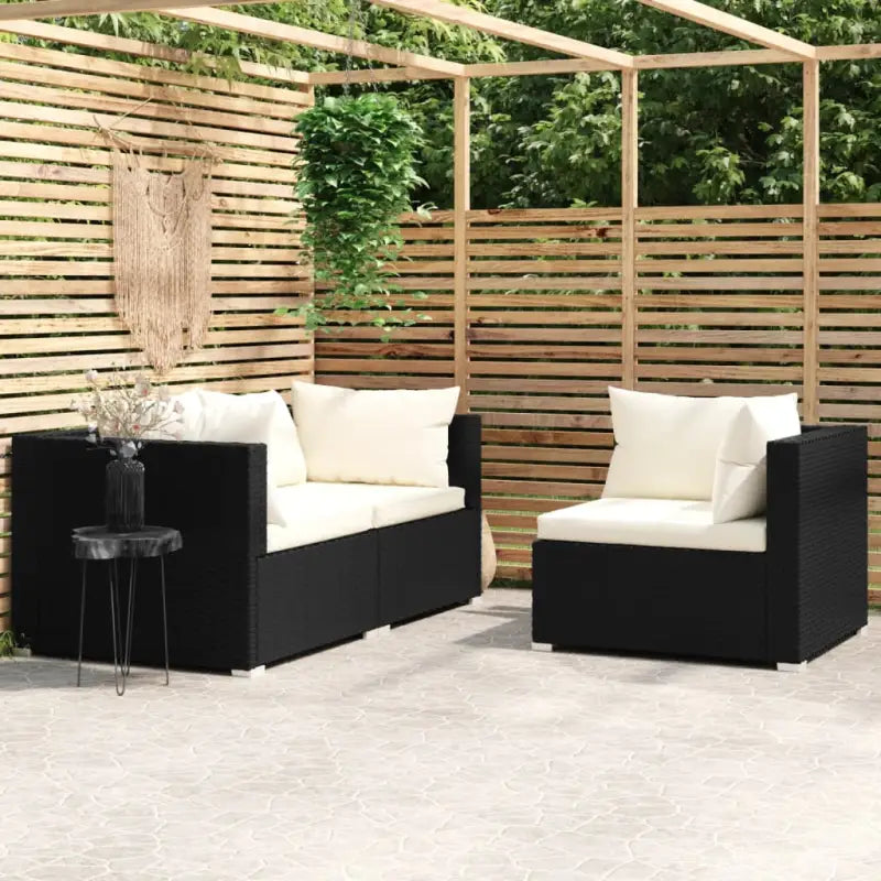 Modulaire tuinbanken met klein rugkussen voor comfortabele outdoor ontspanning - Zwart en crème / 1 / 3x hoek