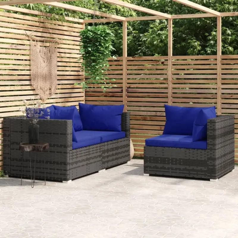 Modulaire tuinbanken met klein rugkussen voor comfortabele outdoor ontspanning - Grijs en donkerblauw / 1 / 3x hoek