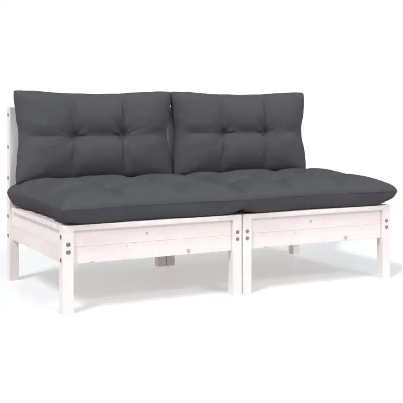 Modulaire tuinbanken met massief grenenhout en comfortabele rug- en zijkussen - Wit / 2 / Tweezitsbank - Modulaire