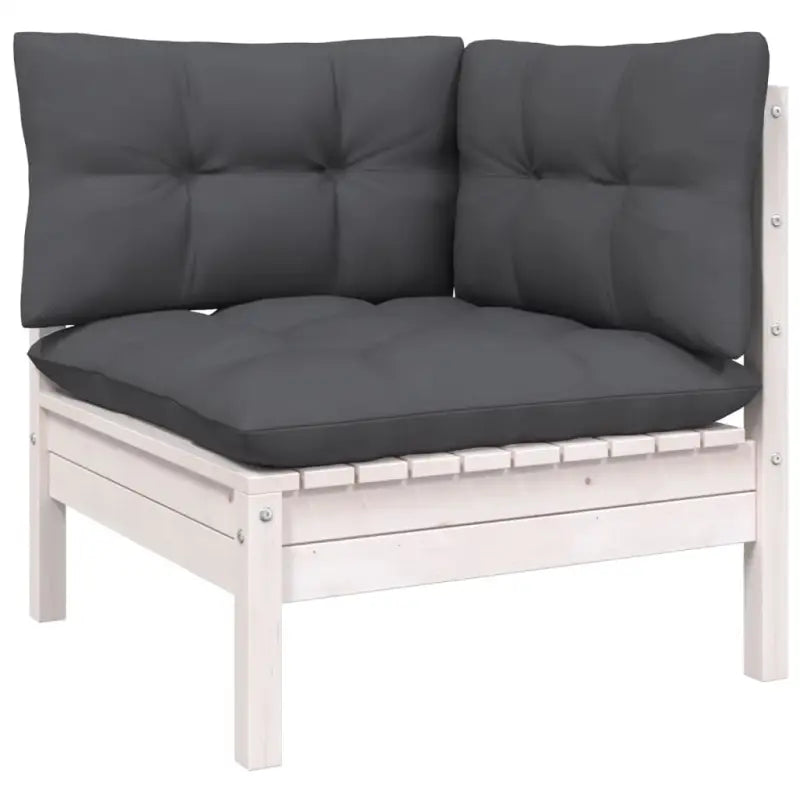 Modulaire tuinbanken met massief grenenhout en comfortabele rug- en zijkussen - Wit / 1 / Hoekbank - Modulaire