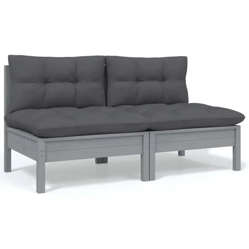 Modulaire tuinbanken met massief grenenhout en comfortabele rug- en zijkussen - Grijs / 2 / Tweezitsbank - Modulaire