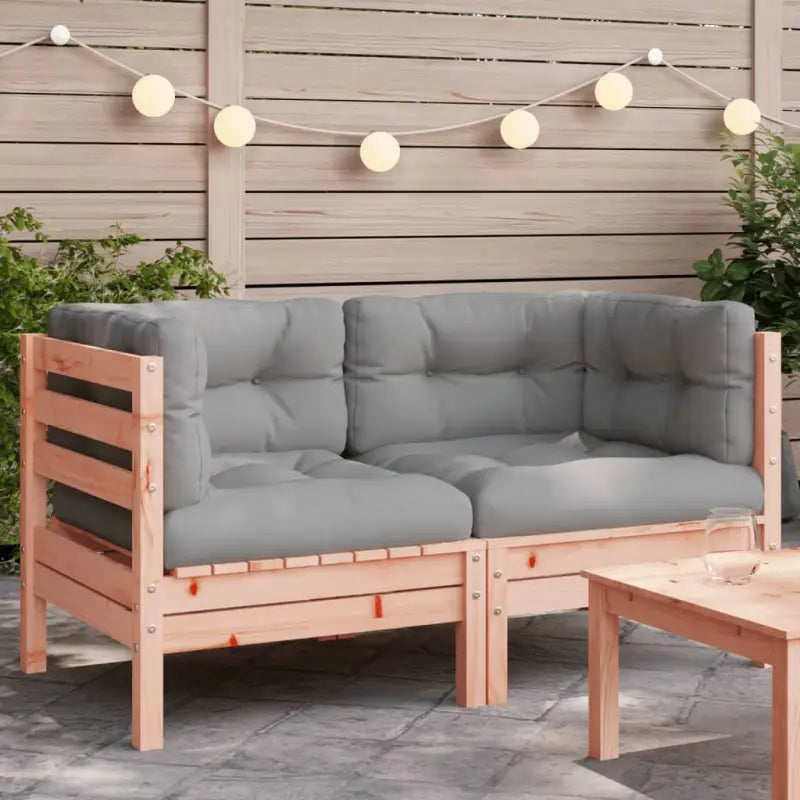 Modulaire tuinbanken met massief grenenhout en comfortabele rug- en zijkussen - Natuurlijk douglashout / 1 / Hoekbank