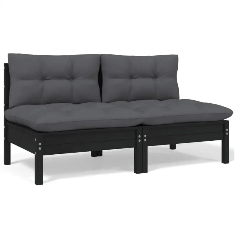 Modulaire tuinbanken met massief grenenhout en comfortabele rug- en zijkussen - Zwart / 2 / Tweezitsbank - Modulaire