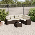 Modulaire tuinbanken met waterdichte tas en gepoedercoat staal in beige - Bruin en crème / 1 / Met tafel - Modulaire