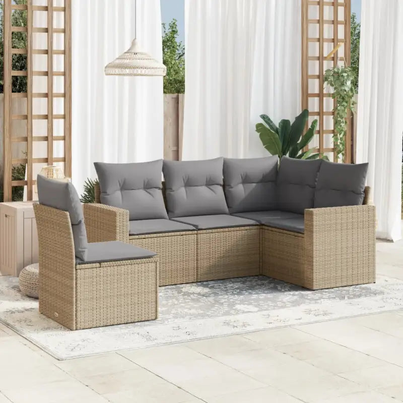 Modulaire tuinbanken met zwart materiaal en gepoedercoat staal afmetingen - Beige en grijs / 1 / Zonder tafel
