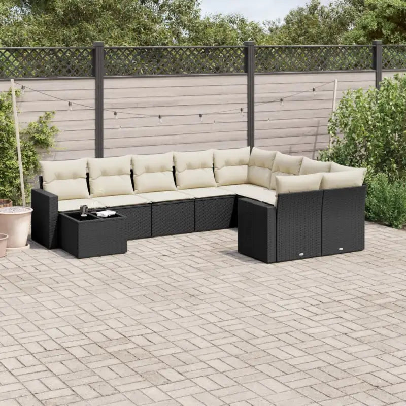 Modulaire tuinbanken met zwart materiaal en gepoedercoat staal Afmetingen - Zwart en crème / 1 - Modulaire tuinbanken