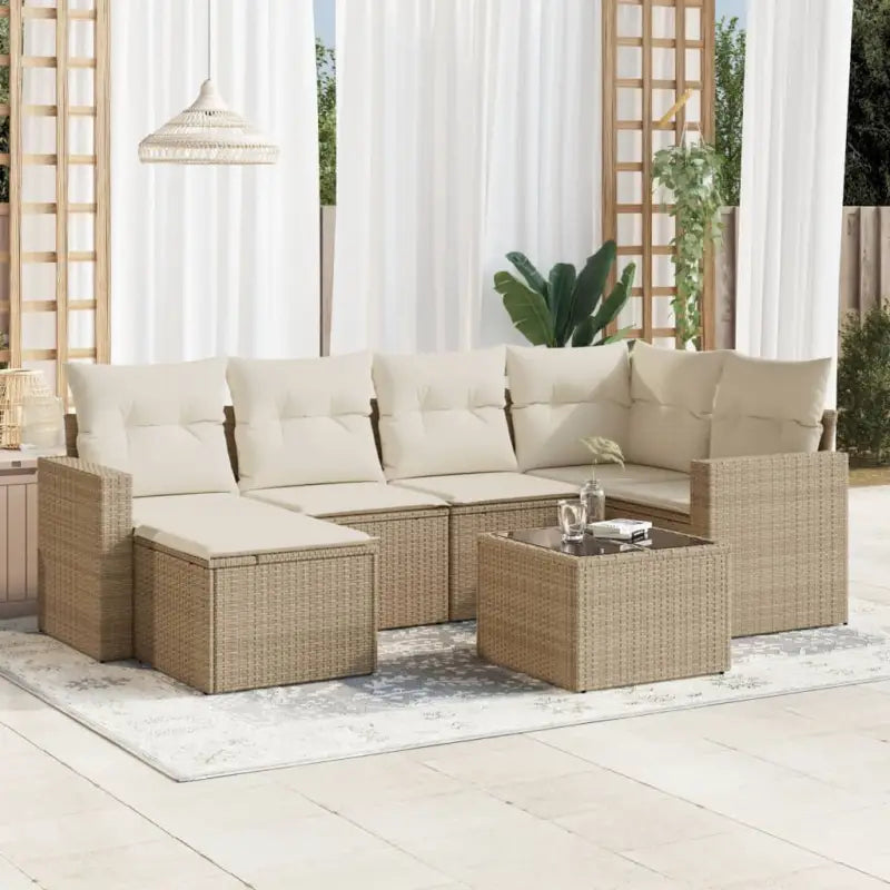 Modulaire tuinbanken met zwart materiaal en gepoedercoat staal - beige en crèmekleurig / 1 / Met tafel - Modulaire