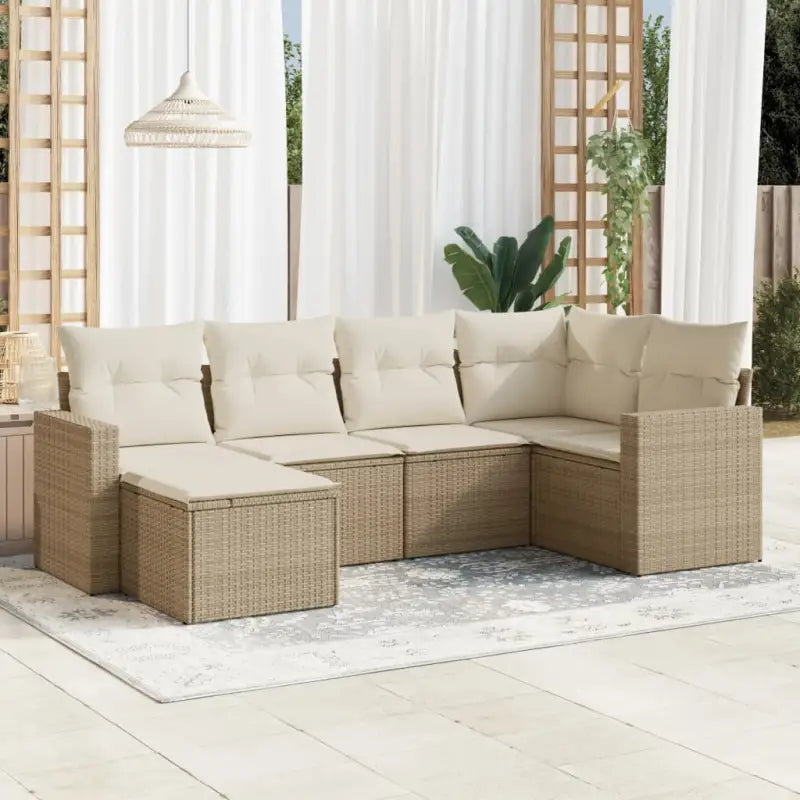 Modulaire tuinbanken met zwart materiaal en gepoedercoat staal - beige en crèmekleurig / 1 / Zonder tafel - Modulaire