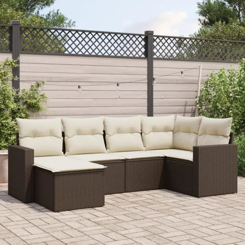 Modulaire tuinbanken met zwart materiaal en gepoedercoat staal - Bruin en crème / 1 / Zonder tafel - Modulaire