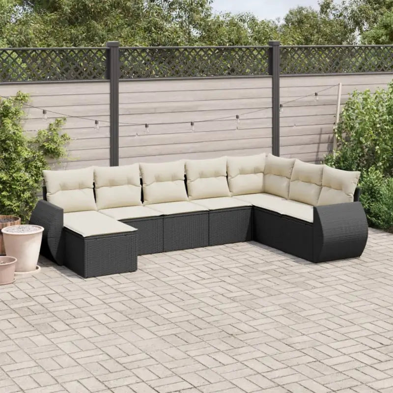 Modulaire tuinbanken met zwart materiaal en gepoedercoat staal - Zwart en crème / 1 / Zonder tafel - Modulaire