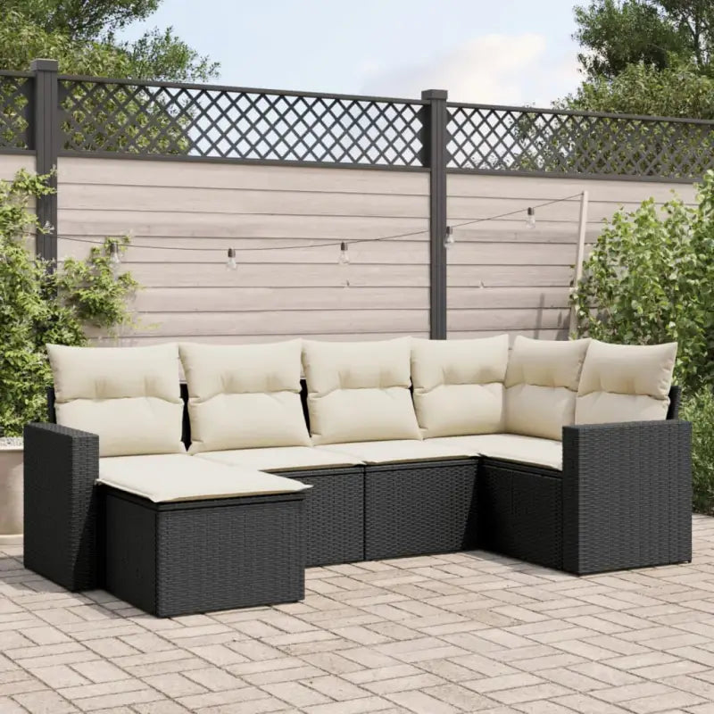 Modulaire tuinbanken met zwart materiaal en gepoedercoat staal - Zwart en crème / 1 / Zonder tafel - Modulaire