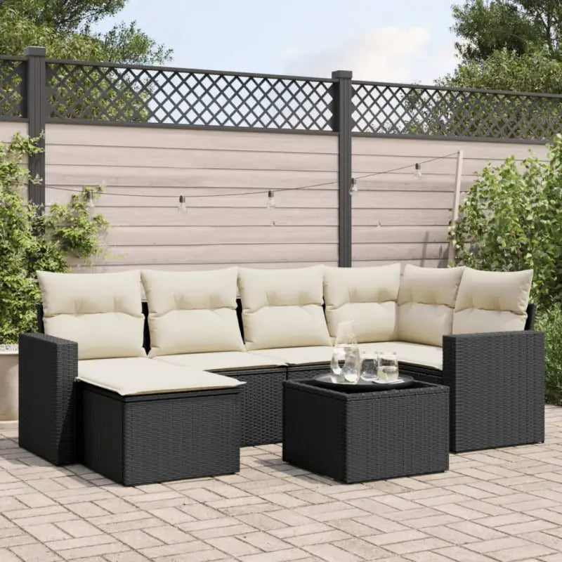 Modulaire tuinbanken met zwart materiaal en gepoedercoat staal - Zwart en crème / 1 / Met tafel - Modulaire tuinbanken