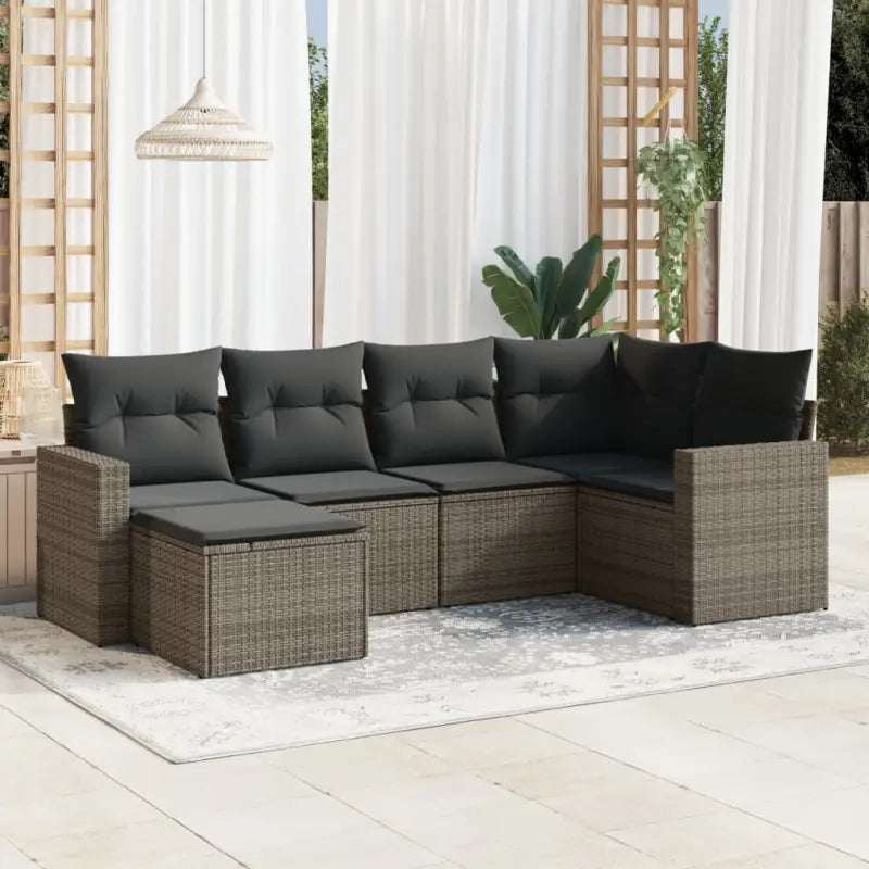 Modulaire tuinbanken met zwart materiaal en gepoedercoat staal - Grijs / 1 / Zonder tafel - Modulaire tuinbanken