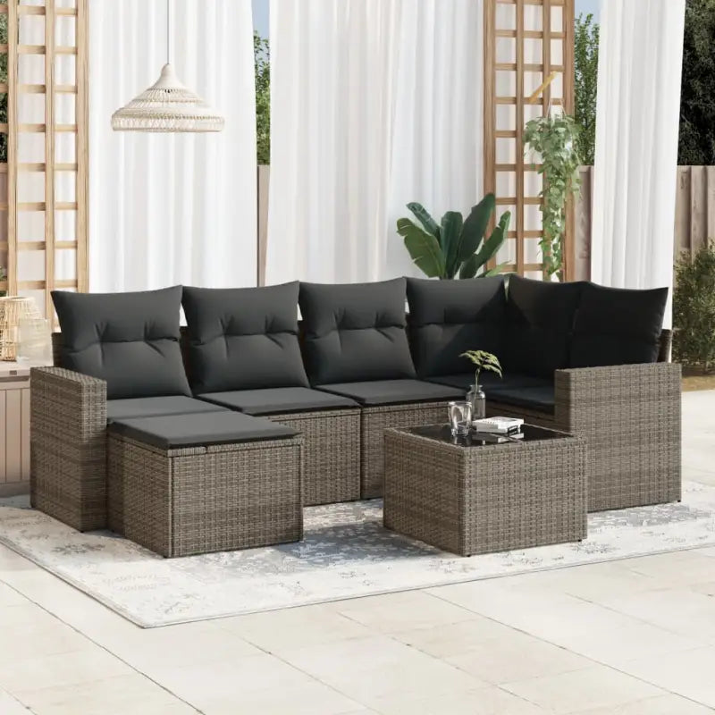 Modulaire tuinbanken met zwart materiaal en gepoedercoat staal - Grijs / 1 / Met tafel - Modulaire tuinbanken
