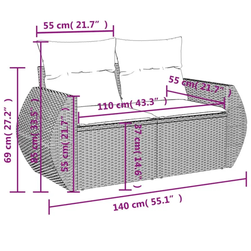 Modulaire tuinbanken van grijs materiaal en gepoedercoat staal - Modulaire tuinbanken