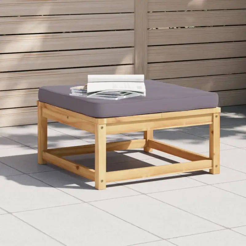 Modulaire tuinbanken van massief acaciahout met comfortabele rugkussens - Donkergrijs / 1 / Voetensteun - Modulaire