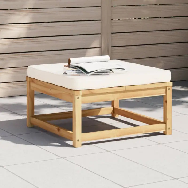 Modulaire tuinbanken van massief acaciahout met comfortabele rugkussens - Crème / 1 / Voetensteun - Modulaire tuinbanken