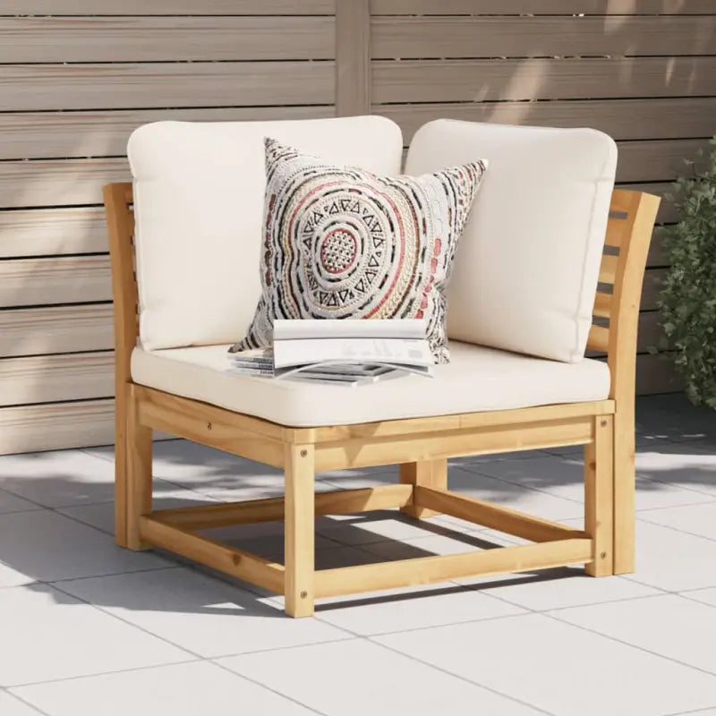 Modulaire tuinbanken van massief acaciahout met comfortabele rugkussens - Crème / 1 / Hoekbank - Modulaire tuinbanken