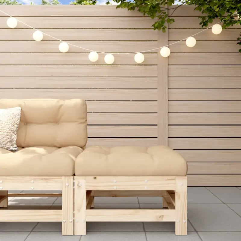 Modulaire tuinbanken van massief grenenhout met zachte kussens - Natuurlijk grenenhout / 1 / Voetensteun - Modulaire