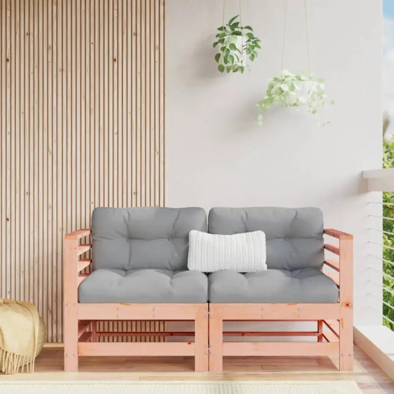 Modulaire tuinbanken van massief grenenhout met zachte kussens - Natuurlijk douglashout / 1 / 2x hoek - Modulaire