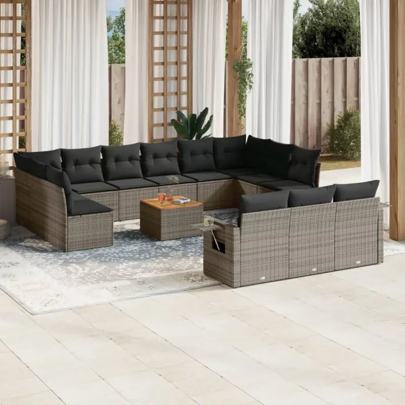 Modulaire tuinbanken van zwart materiaal en gepoedercoat staal met afmetingen - Grijs / 1 - Modulaire tuinbanken