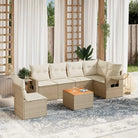 Modulaire tuinbanken van zwart materiaal en gepoedercoat staal - Beige / 1 / 3x midden + Tafel + hoek - Modulaire