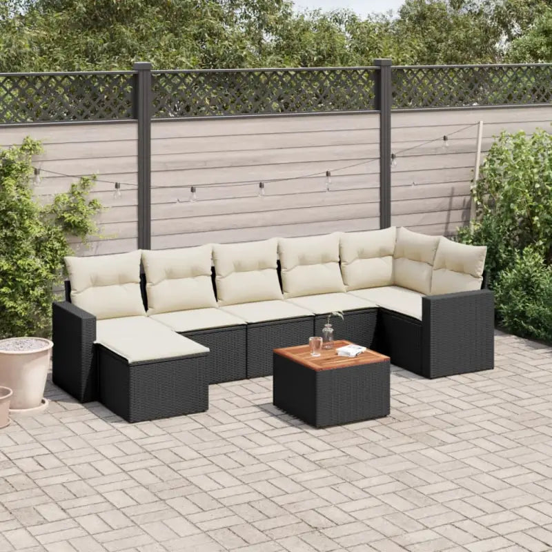 Modulaire tuinbanken van zwart materiaal en gepoedercoat staal - Zwart en crème / 1 / Tafel + 3x midden + hoek