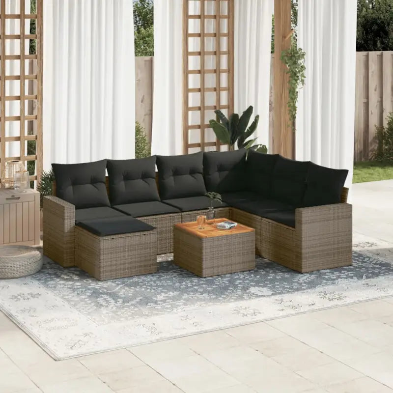 Modulaire tuinbanken van zwart materiaal en gepoedercoat staal - Grijs / 1 / hoek + Tafel + 3x midden - Modulaire