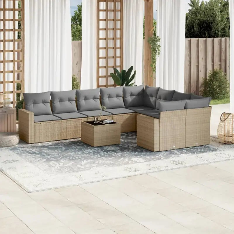 Modulaire tuinbanken van zwart materiaal met gepoedercoat staal en waterdichte tas - beige en lichtgrijs / 1