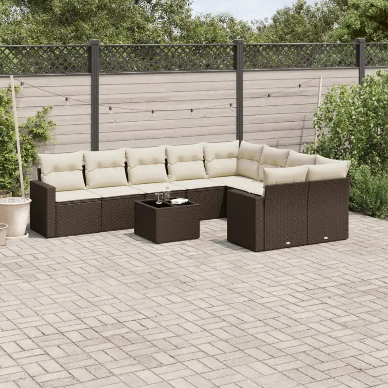 Modulaire tuinbanken van zwart materiaal met gepoedercoat staal en waterdichte tas - Bruin en crème / 1 / Met tafel