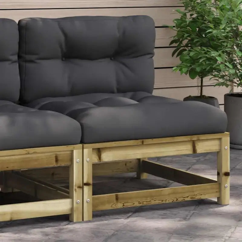 Modulaire tuinbankset van massief grenenhout voor comfortabel buitenleven - Bruingrenen / 1 / stoel + 2x voetensteun
