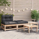 Modulaire tuinbankset van massief grenenhout voor comfortabel buitenleven - Naturel en zwart / 1 / stoel + 2x