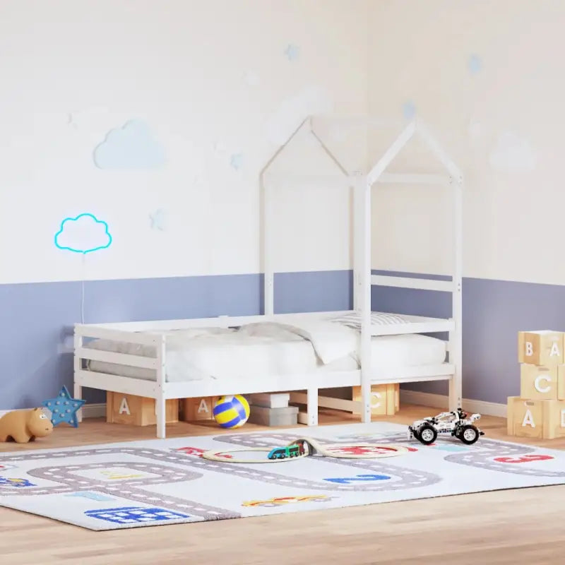 Multi-inzetbare slaapbank van massief grenenhout met open zijdeur - Wit / 90 x 200 cm - Bedden & bedframes