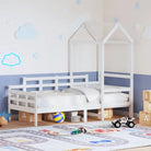 Multifunctioneel bedframe van massief grenenhout met open zijdeur - Wit / 90 x 200 cm - Bedden & bedframes
