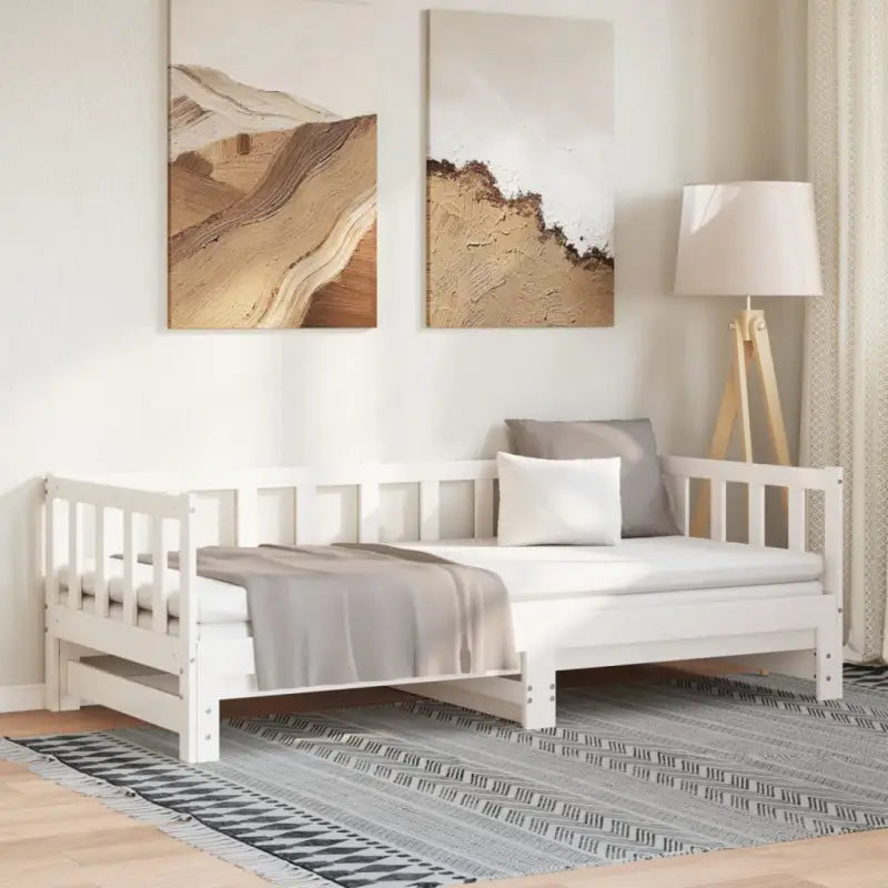 Multifunctioneel slaapbank van massief grenenhout met handige totale afmetingen - Wit - Bedden & bedframes