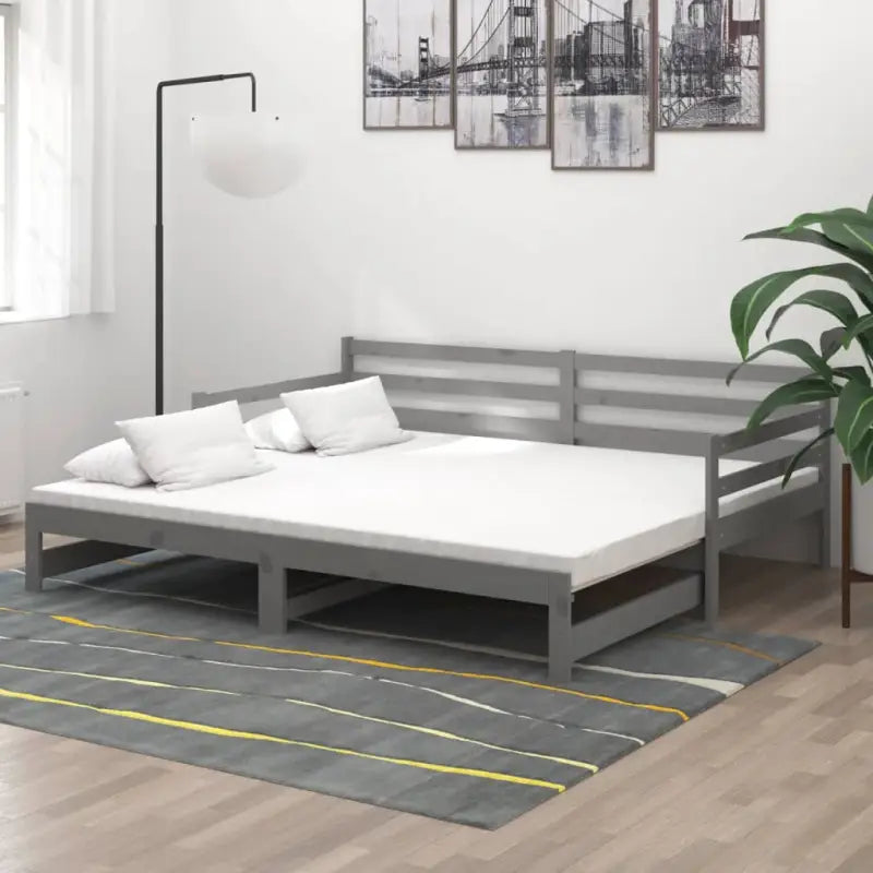 Multifunctionele massief grenenhouten slaapbank met optimale afmetingen - Grijs - Bedden & bedframes