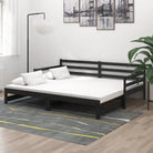 Multifunctionele massief grenenhouten slaapbank met optimale afmetingen - Zwart - Bedden & bedframes