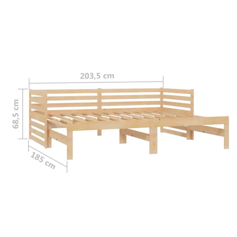 Multifunctionele massief grenenhouten slaapbank met totale afmetingen - Bedden & bedframes