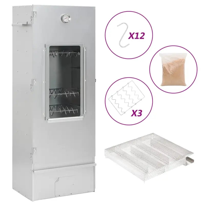 Multifunctionele rookoven met koude rookgenerator en gegalvaniseerd staal - 44.5 x 29 x 110 cm (27 x 27 x 4.5 cm)