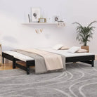 Multifunctionele slaapbank in massief grenenhout met diverse afmetingen - Zwart / 2x (100 x 200) cm - Bedden & bedframes