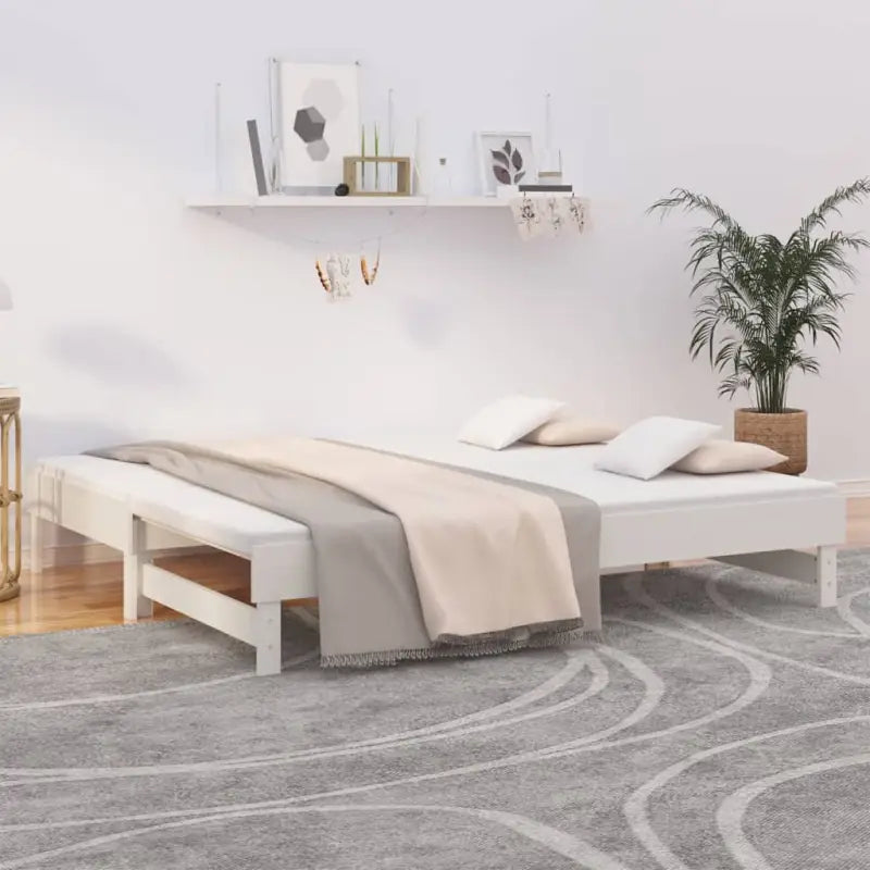 Multifunctionele slaapbank in massief grenenhout met diverse afmetingen - Wit / 2x (90 x 190) cm - Bedden & bedframes