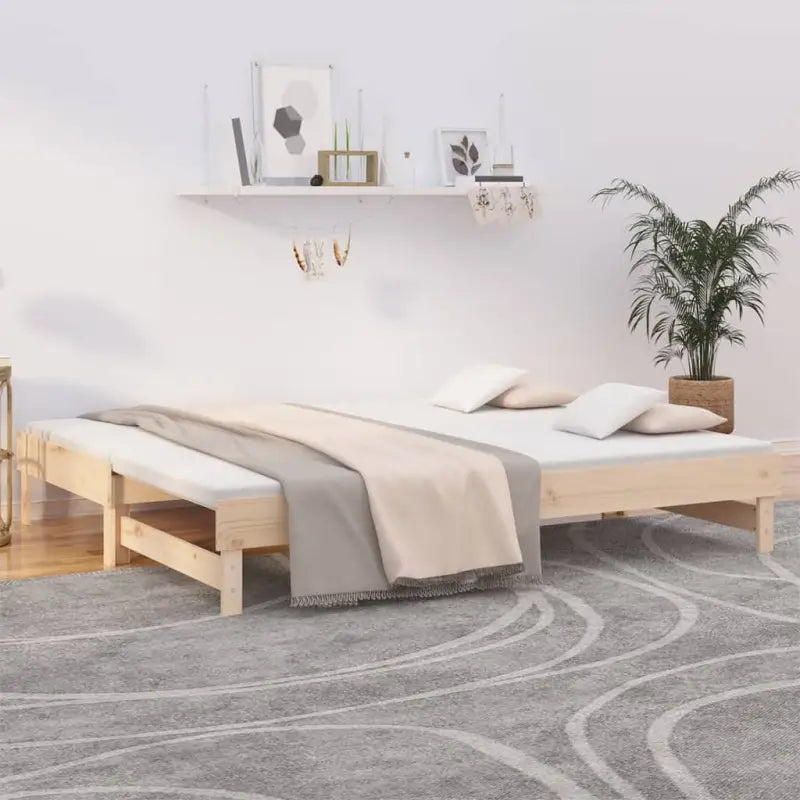 Multifunctionele slaapbank in massief grenenhout met diverse afmetingen - Naturel / 2x (80 x 200) cm - Bedden &