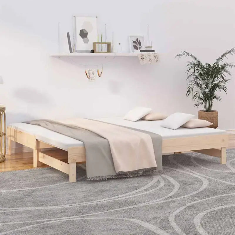 Multifunctionele slaapbank in massief grenenhout met diverse afmetingen - Naturel / 2x (90 x 190) cm - Bedden &